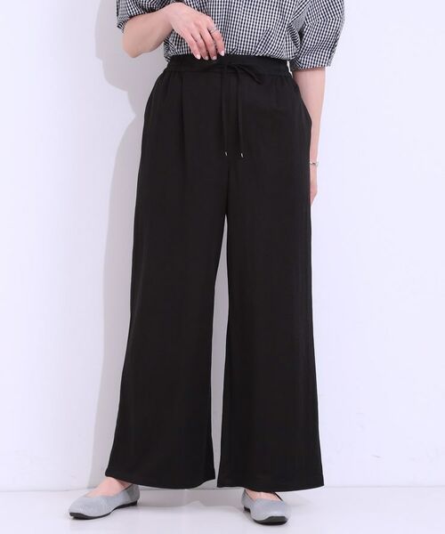 SHOO・LA・RUE / シューラルー ショート・ハーフ・半端丈パンツ | 【洗える/着丈選べる/ひんやり】楽ちんなのにきれい見え カノコ タックワイドパンツ | 詳細1
