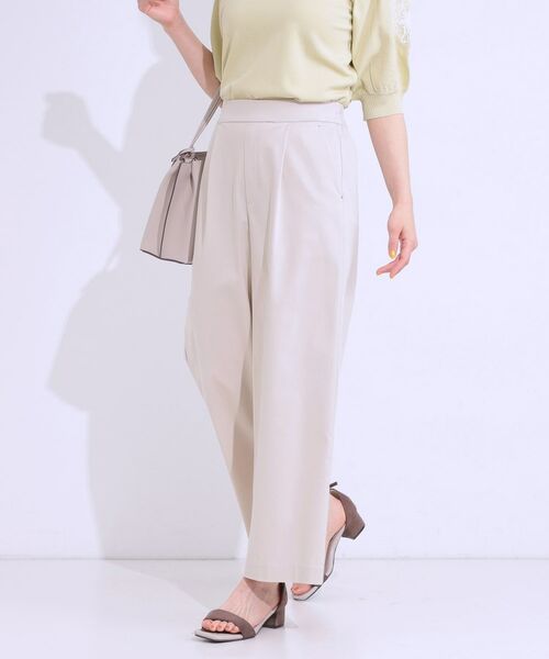 SHOO・LA・RUE/シューラルー 【S-LL/接触冷感】ゴールドパーツがアクセント ストレッチワイドパンツ グレージュ(050) 04(LL) SHOO・LA・RUE/シューラルー 【S-LL/接触冷感】ゴールドパーツがアクセント ストレッチワイドパンツ グレージュ(050) 04(LL)