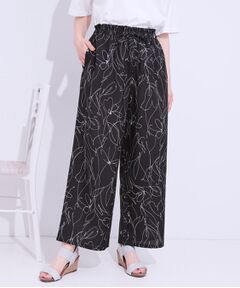 SHOO・LA・RUE / シューラルー パンツ | 【S-LL】目を惹く柄がアクセント 麻調イージーワイドパンツ
