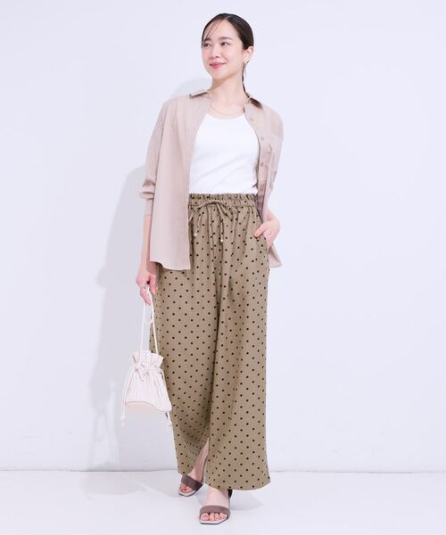 SHOO・LA・RUE / シューラルー パンツ | 【S-LL】目を惹く柄がアクセント 麻調イージーワイドパンツ | 詳細15