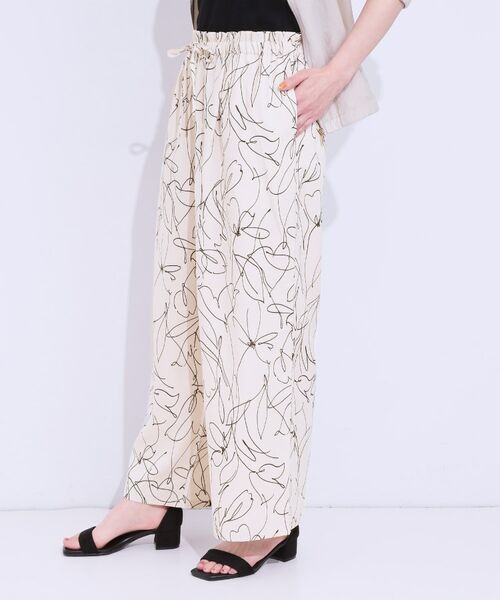 SHOO・LA・RUE / シューラルー パンツ | 【S-LL】目を惹く柄がアクセント 麻調イージーワイドパンツ | 詳細2
