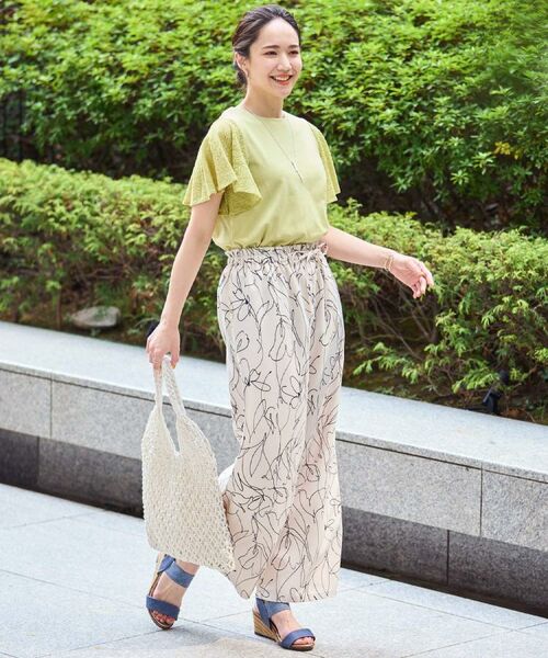 SHOO・LA・RUE / シューラルー パンツ | 【S-LL】目を惹く柄がアクセント 麻調イージーワイドパンツ | 詳細24