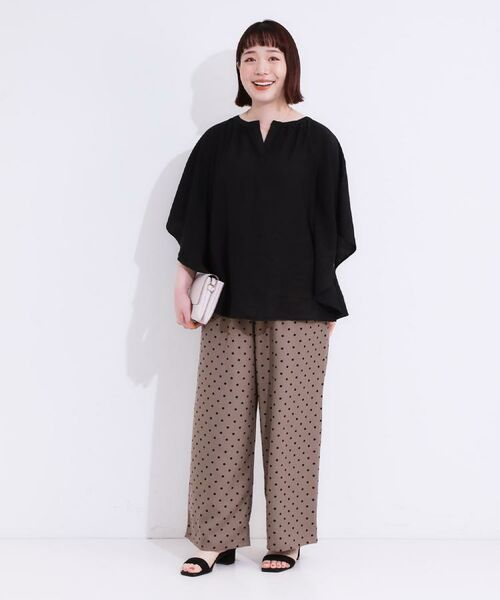 SHOO・LA・RUE / シューラルー パンツ | 【S-LL】目を惹く柄がアクセント 麻調イージーワイドパンツ | 詳細27