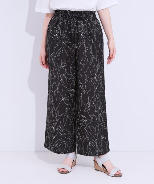 SHOO・LA・RUE / シューラルー パンツ | 【S-LL】目を惹く柄がアクセント 麻調イージーワイドパンツ | 詳細5