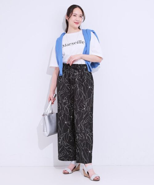 SHOO・LA・RUE / シューラルー パンツ | 【S-LL】目を惹く柄がアクセント 麻調イージーワイドパンツ | 詳細7