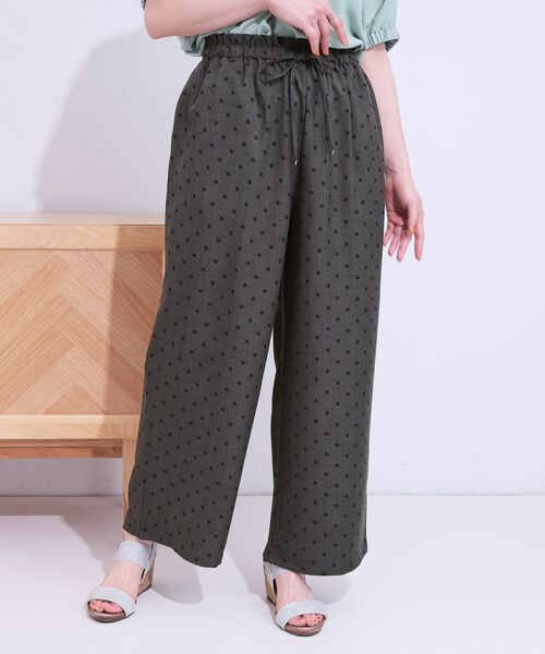 SHOO・LA・RUE / シューラルー パンツ | 【S-LL】目を惹く柄がアクセント 麻調イージーワイドパンツ | 詳細9