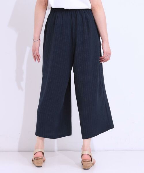 SHOO・LA・RUE / シューラルー ショート・ハーフ・半端丈パンツ | 【着丈選べる/ひんやり】ストライプ見えイージーワイドパンツ | 詳細12