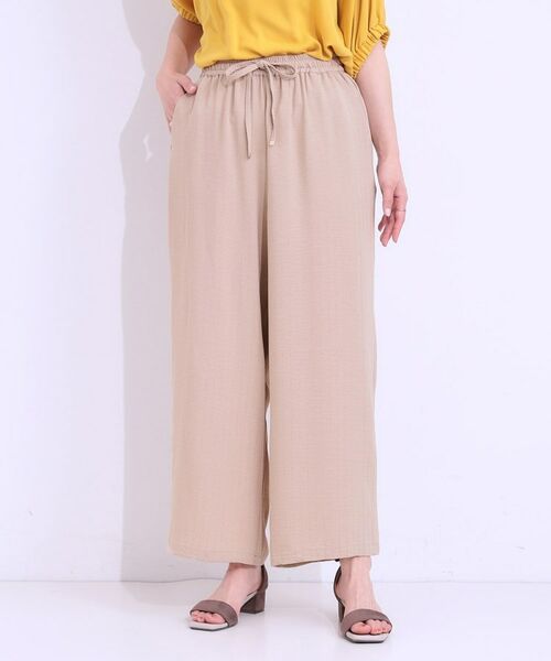 SHOO・LA・RUE / シューラルー ショート・ハーフ・半端丈パンツ | 【着丈選べる/ひんやり】ストライプ見えイージーワイドパンツ | 詳細15