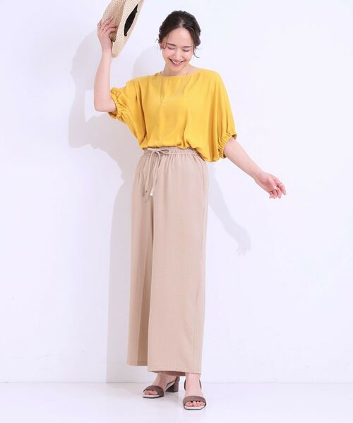 SHOO・LA・RUE / シューラルー ショート・ハーフ・半端丈パンツ | 【着丈選べる/ひんやり】ストライプ見えイージーワイドパンツ | 詳細17