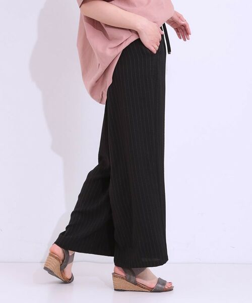 SHOO・LA・RUE / シューラルー ショート・ハーフ・半端丈パンツ | 【着丈選べる/ひんやり】ストライプ見えイージーワイドパンツ | 詳細2