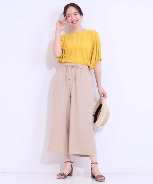 SHOO・LA・RUE / シューラルー ショート・ハーフ・半端丈パンツ | 【着丈選べる/ひんやり】ストライプ見えイージーワイドパンツ | 詳細20