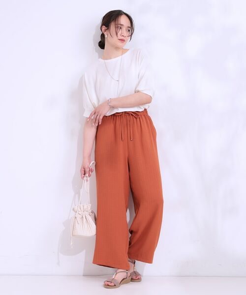 SHOO・LA・RUE / シューラルー ショート・ハーフ・半端丈パンツ | 【着丈選べる/ひんやり】ストライプ見えイージーワイドパンツ | 詳細24