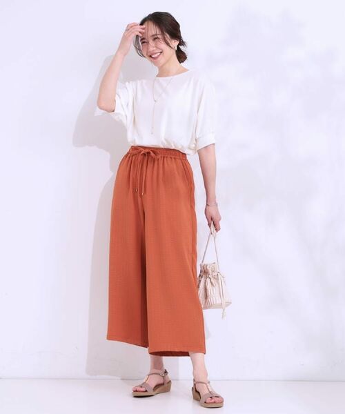 SHOO・LA・RUE / シューラルー ショート・ハーフ・半端丈パンツ | 【着丈選べる/ひんやり】ストライプ見えイージーワイドパンツ | 詳細27