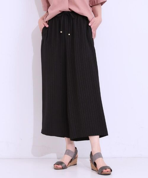SHOO・LA・RUE / シューラルー ショート・ハーフ・半端丈パンツ | 【着丈選べる/ひんやり】ストライプ見えイージーワイドパンツ | 詳細4