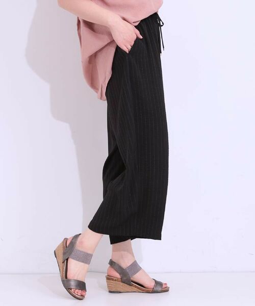 SHOO・LA・RUE / シューラルー ショート・ハーフ・半端丈パンツ | 【着丈選べる/ひんやり】ストライプ見えイージーワイドパンツ | 詳細5