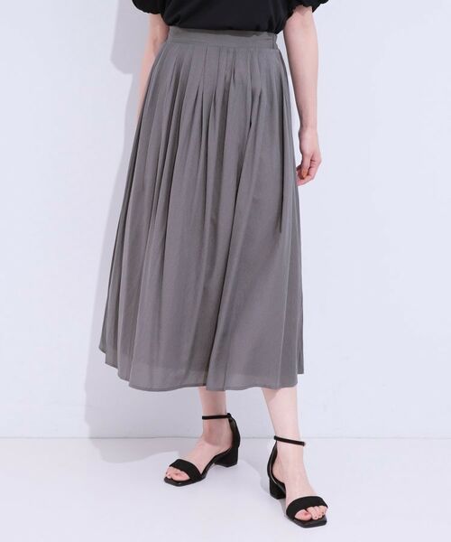 SHOO・LA・RUE / シューラルー ロング・マキシ丈スカート | 【S-LL/セットアップ可/ひんやり】ふんわりさらっと タックフレアスカート | 詳細1