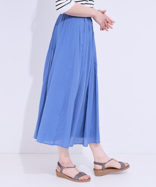 SHOO・LA・RUE / シューラルー ロング・マキシ丈スカート | 【S-LL/セットアップ可/ひんやり】ふんわりさらっと タックフレアスカート | 詳細10