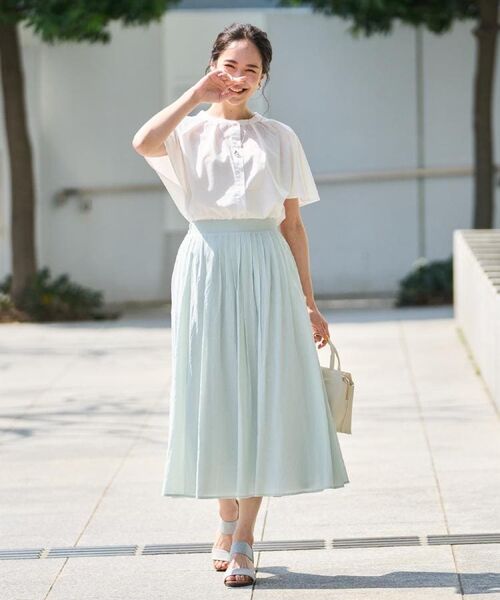 SHOO・LA・RUE / シューラルー ロング・マキシ丈スカート | 【S-LL/セットアップ可/ひんやり】ふんわりさらっと タックフレアスカート | 詳細19