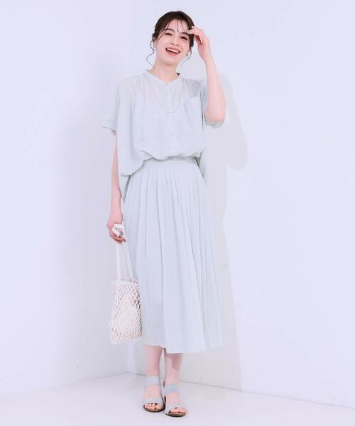 SHOO・LA・RUE / シューラルー ロング・マキシ丈スカート | 【S-LL/セットアップ可/ひんやり】ふんわりさらっと タックフレアスカート | 詳細20