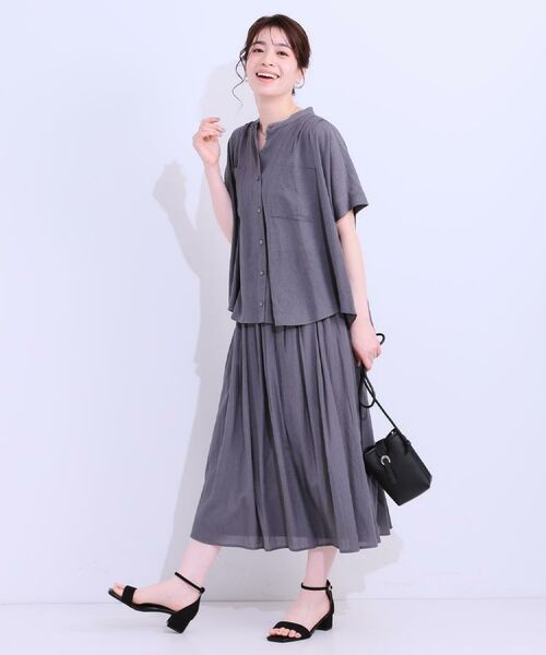 SHOO・LA・RUE / シューラルー ロング・マキシ丈スカート | 【S-LL/セットアップ可/ひんやり】ふんわりさらっと タックフレアスカート | 詳細21