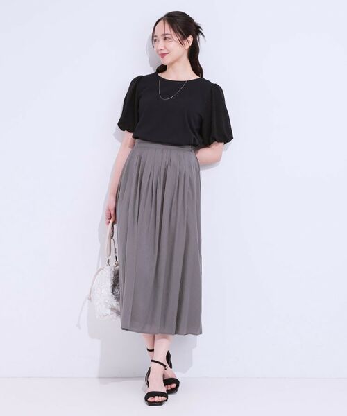 SHOO・LA・RUE / シューラルー ロング・マキシ丈スカート | 【S-LL/セットアップ可/ひんやり】ふんわりさらっと タックフレアスカート | 詳細3