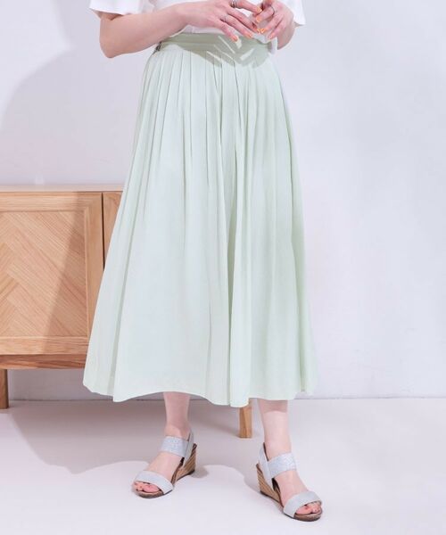 SHOO・LA・RUE / シューラルー ロング・マキシ丈スカート | 【S-LL/セットアップ可/ひんやり】ふんわりさらっと タックフレアスカート | 詳細5