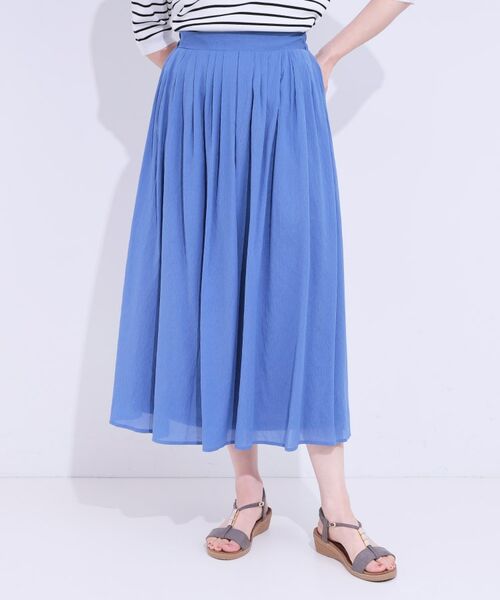 SHOO・LA・RUE / シューラルー ロング・マキシ丈スカート | 【S-LL/セットアップ可/ひんやり】ふんわりさらっと タックフレアスカート | 詳細9