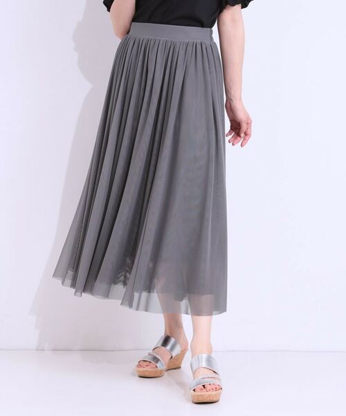 SHOO・LA・RUE / シューラルー ロング・マキシ丈スカート | 【S-LL】歩くたび揺れる姿が美しい とろみチュールスカート | 詳細1