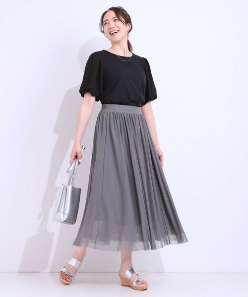 SHOO・LA・RUE / シューラルー ロング・マキシ丈スカート | 【S-LL】歩くたび揺れる姿が美しい とろみチュールスカート | 詳細3