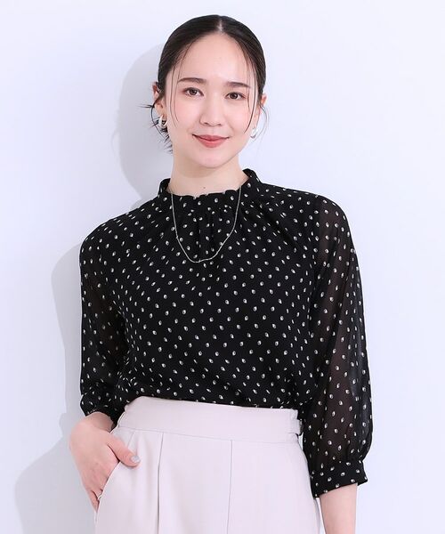 SHOO・LA・RUE / シューラルー シャツ・ブラウス | 【S-LL】首元ギャザーが大人上品な シフォンブラウス | 詳細1