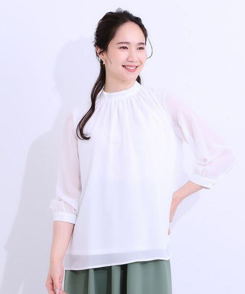 SHOO・LA・RUE / シューラルー シャツ・ブラウス | 【S-LL】首元ギャザーが大人上品な シフォンブラウス | 詳細13