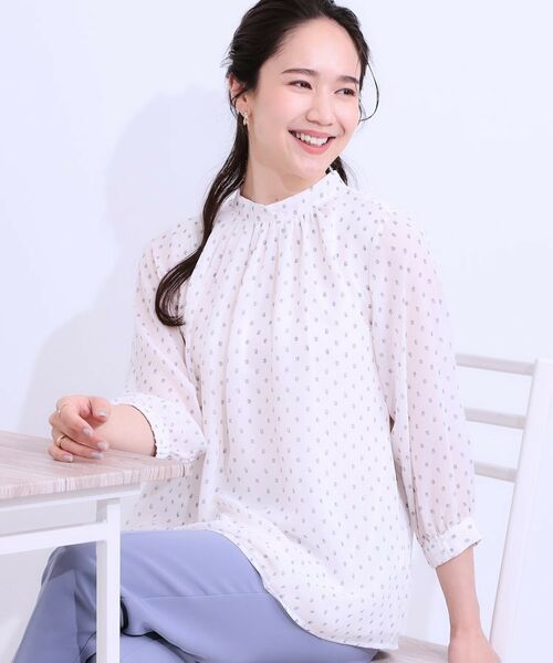 SHOO・LA・RUE/シューラルー 【S-LL】首元ギャザーが華やか きれいめシフォンブラウス オフホワイト(103) 04(LL) SHOO・LA・RUE/シューラルー 【S-LL】首元ギャザーが華やか きれいめシフォンブラウス オフホワイト(103) 04(LL)