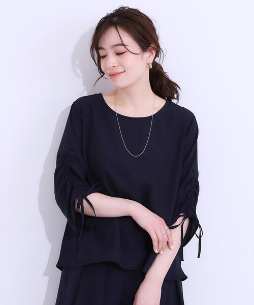 SHOO・LA・RUE / シューラルー シャツ・ブラウス | 【高レビュー/セットアップ可】お袖シャーリング 麻調ブラウス | 詳細1