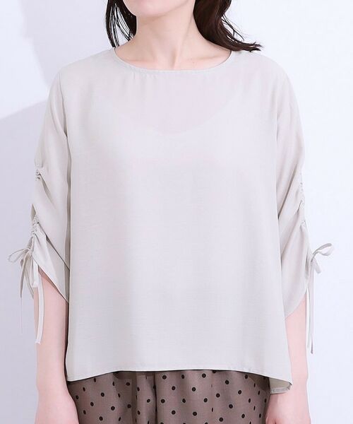 SHOO・LA・RUE / シューラルー シャツ・ブラウス | 【高レビュー/セットアップ可】お袖シャーリング 麻調ブラウス | 詳細15