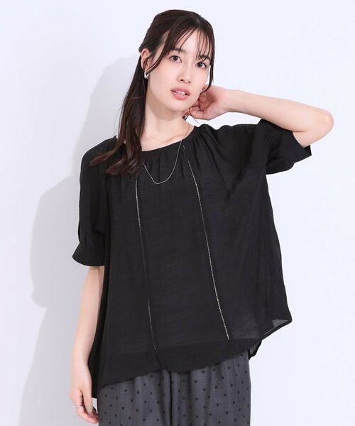 SHOO・LA・RUE / シューラルー シャツ・ブラウス | 【S-LL/2点セット】インせず着られる はしごレース5分袖ブラウス | 詳細5