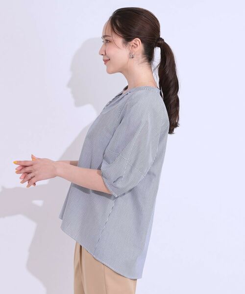 SHOO・LA・RUE / シューラルー シャツ・ブラウス | 【洗える/S-LL】洗濯後しわになりにくい 5分袖スキッパーブラウス | 詳細10