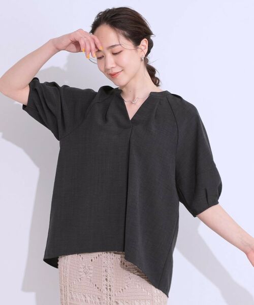 SHOO・LA・RUE / シューラルー シャツ・ブラウス | 【洗える/S-LL】洗濯後しわになりにくい 5分袖スキッパーブラウス | 詳細13