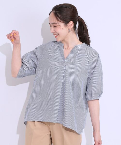 SHOO・LA・RUE / シューラルー シャツ・ブラウス | 【洗える/S-LL】洗濯後しわになりにくい 5分袖スキッパーブラウス | 詳細9