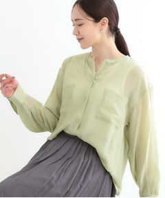 SHOO・LA・RUE / シューラルー シャツ・ブラウス | 【高レビュー】大人のシアー感 バンドカラーシャツ