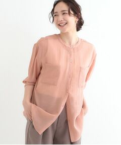 SHOO・LA・RUE / シューラルー シャツ・ブラウス | 【高レビュー】大人のシアー感 バンドカラーシャツ