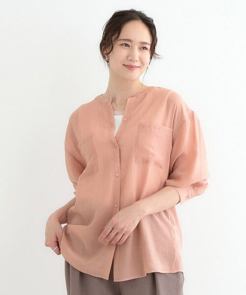 SHOO・LA・RUE / シューラルー シャツ・ブラウス | 【高レビュー】大人のシアー感 バンドカラーシャツ | 詳細1