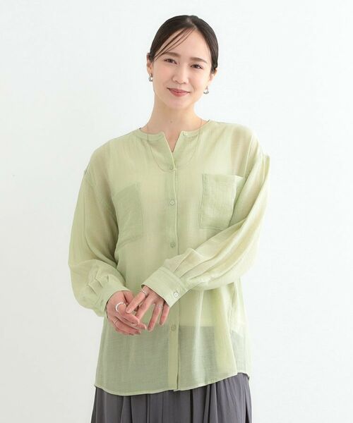 SHOO・LA・RUE / シューラルー シャツ・ブラウス | 【高レビュー】大人のシアー感 バンドカラーシャツ | 詳細17