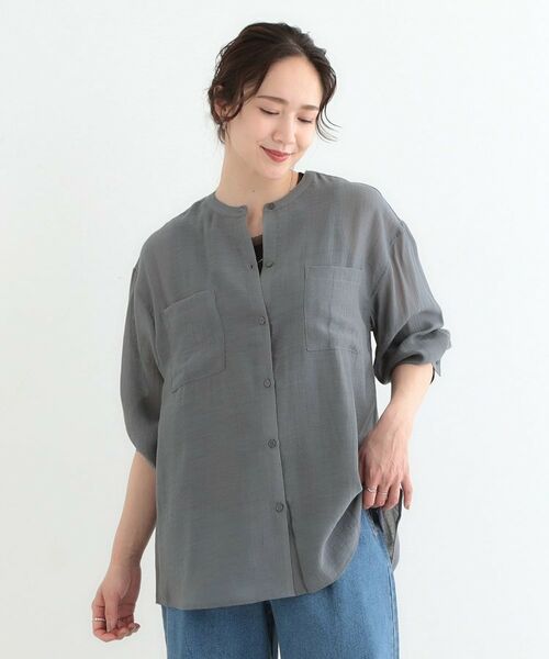 SHOO・LA・RUE / シューラルー シャツ・ブラウス | 【高レビュー】大人のシアー感 バンドカラーシャツ | 詳細5