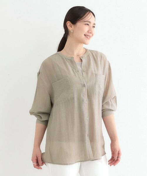 SHOO・LA・RUE / シューラルー シャツ・ブラウス | 【高レビュー】大人のシアー感 バンドカラーシャツ | 詳細9