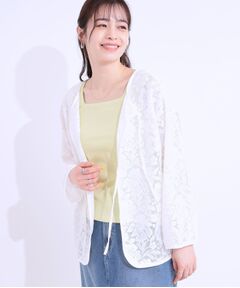 SHOO・LA・RUE / シューラルー カットソー | 【前後2WAY/S-LL】メッシュ×レースがこなれ見え リボントップス