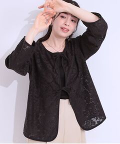 SHOO・LA・RUE / シューラルー カットソー | 【前後2WAY/S-LL】メッシュ×レースがこなれ見え リボントップス