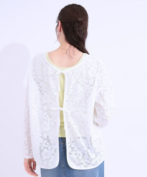 SHOO・LA・RUE / シューラルー カットソー | 【前後2WAY/S-LL】メッシュ×レースがこなれ見え リボントップス | 詳細11