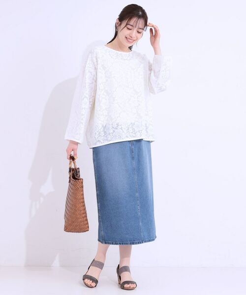 SHOO・LA・RUE / シューラルー カットソー | 【前後2WAY/S-LL】メッシュ×レースがこなれ見え リボントップス | 詳細13