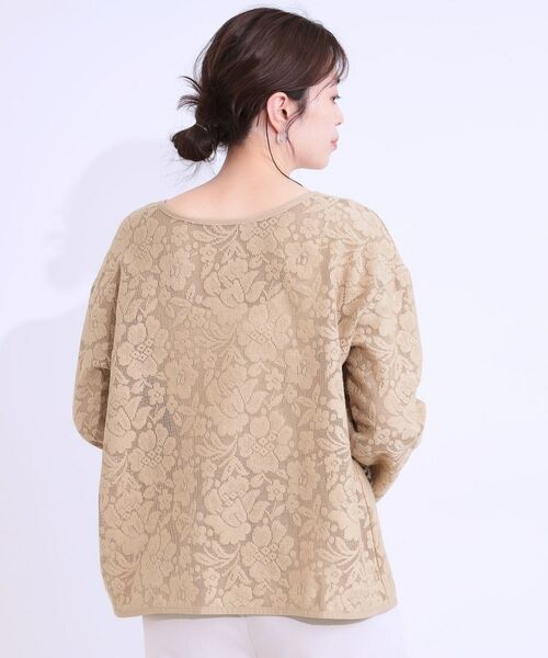 SHOO・LA・RUE / シューラルー カットソー | 【前後2WAY/S-LL】メッシュ×レースがこなれ見え リボントップス | 詳細2