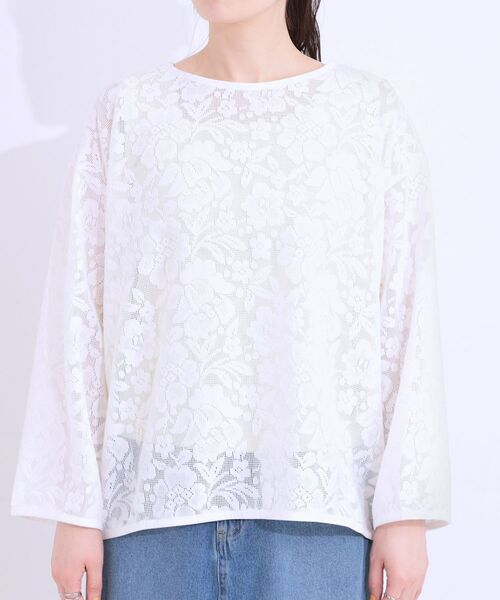 SHOO・LA・RUE / シューラルー カットソー | 【前後2WAY/S-LL】メッシュ×レースがこなれ見え リボントップス | 詳細22